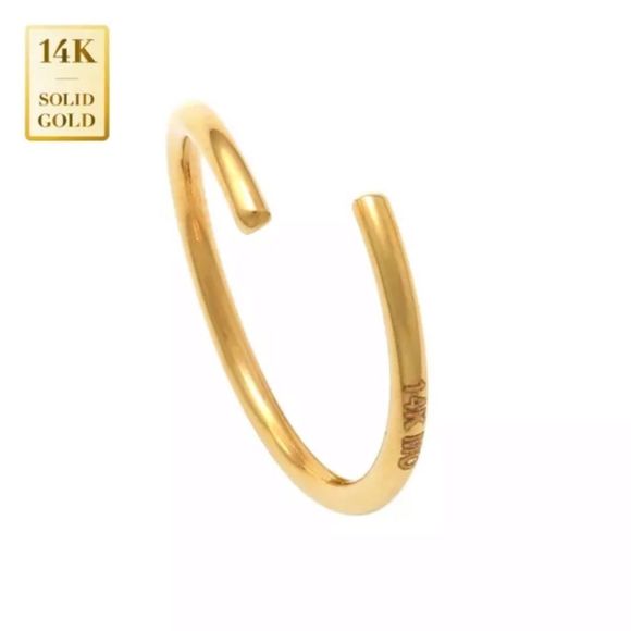 14K Solid Gold Nose Ring Hoop Body Piercing 7mm - Picture 1 of 3